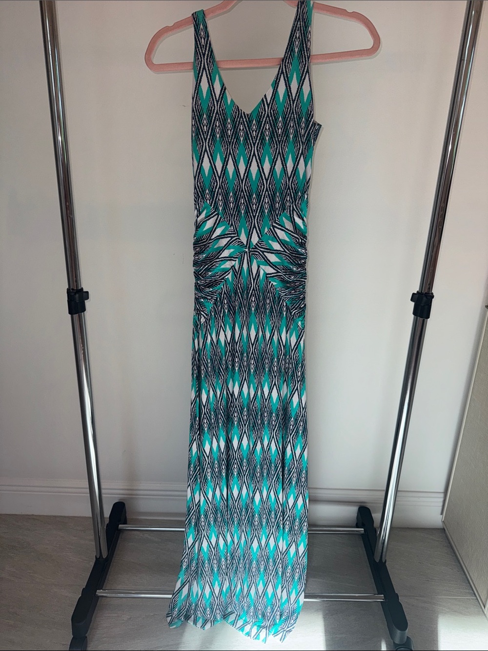 Tart Teal and Black Geometric Maxi Dress